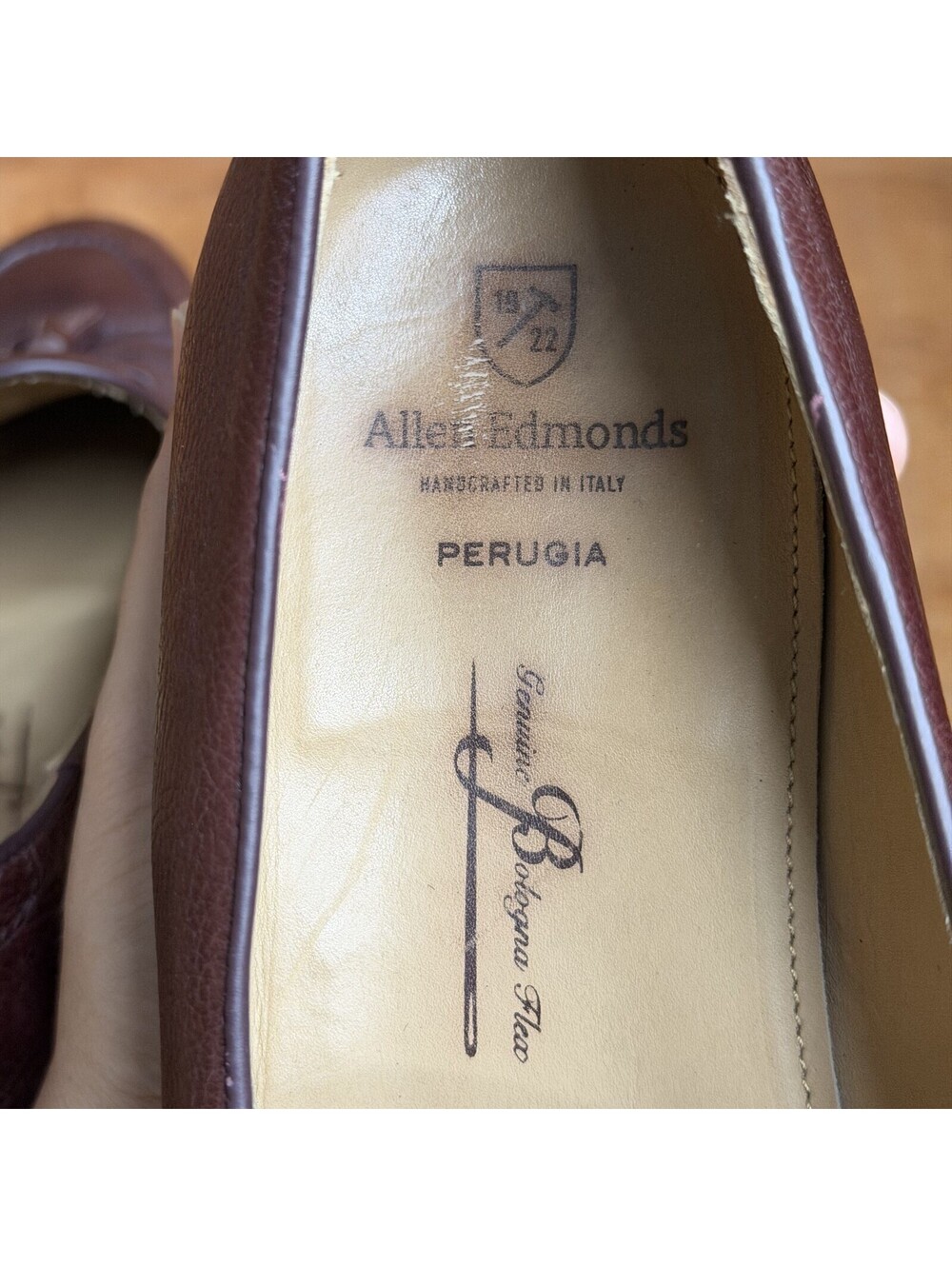Allen Edmonds Perugia Tassel Loafers Mens 11 D Burgundy Pebbled Leather Shoes - Picture 10 of 11
